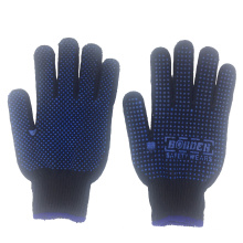 7G Dark Blue Color Anti Slip Cheap Knitted Double Side PVC Dotted Cotton Glove